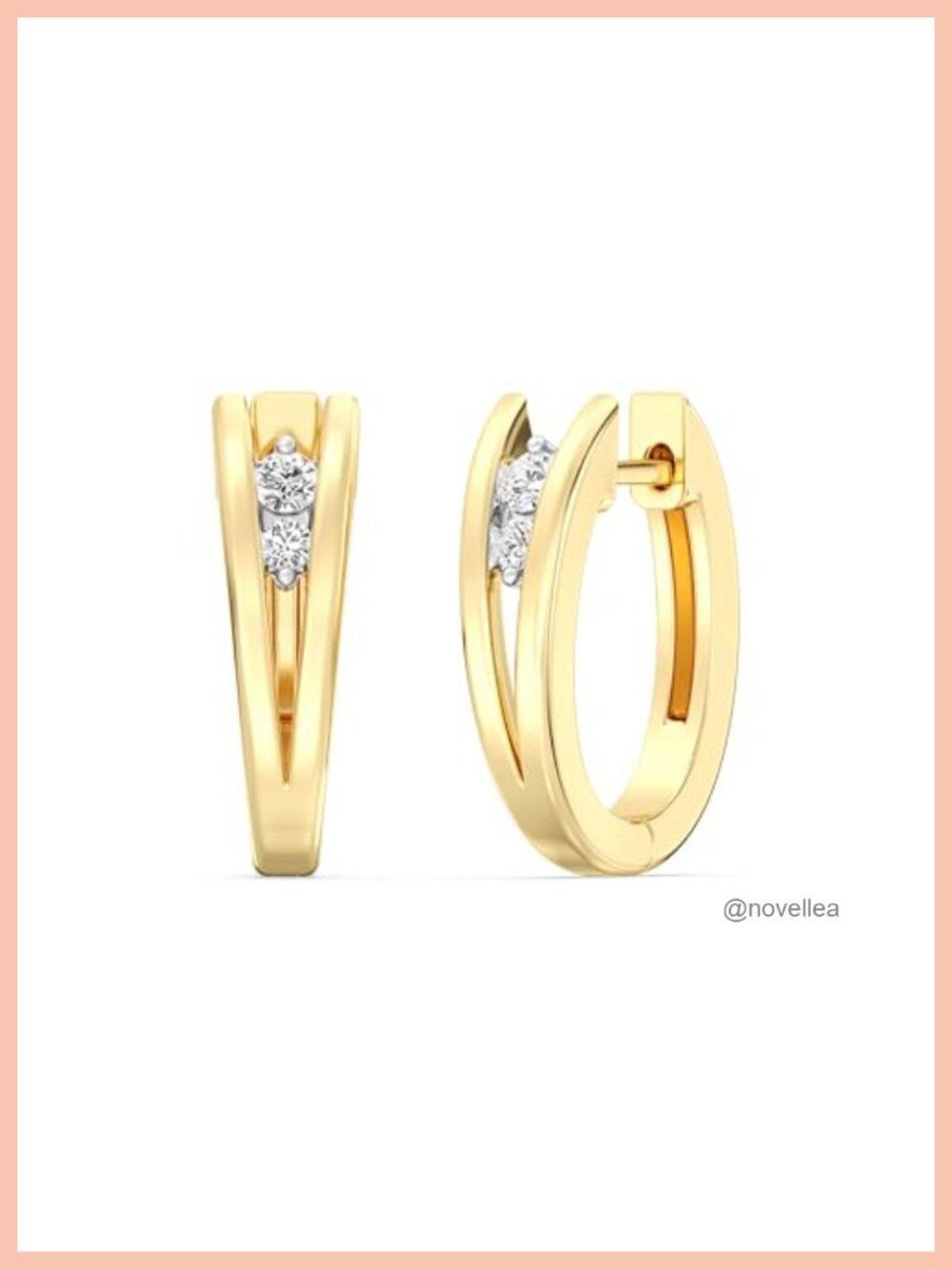 14KT Gold Plated Sterling Silver Diamond Hoop Earrings SI1 F-Color Lab Grown